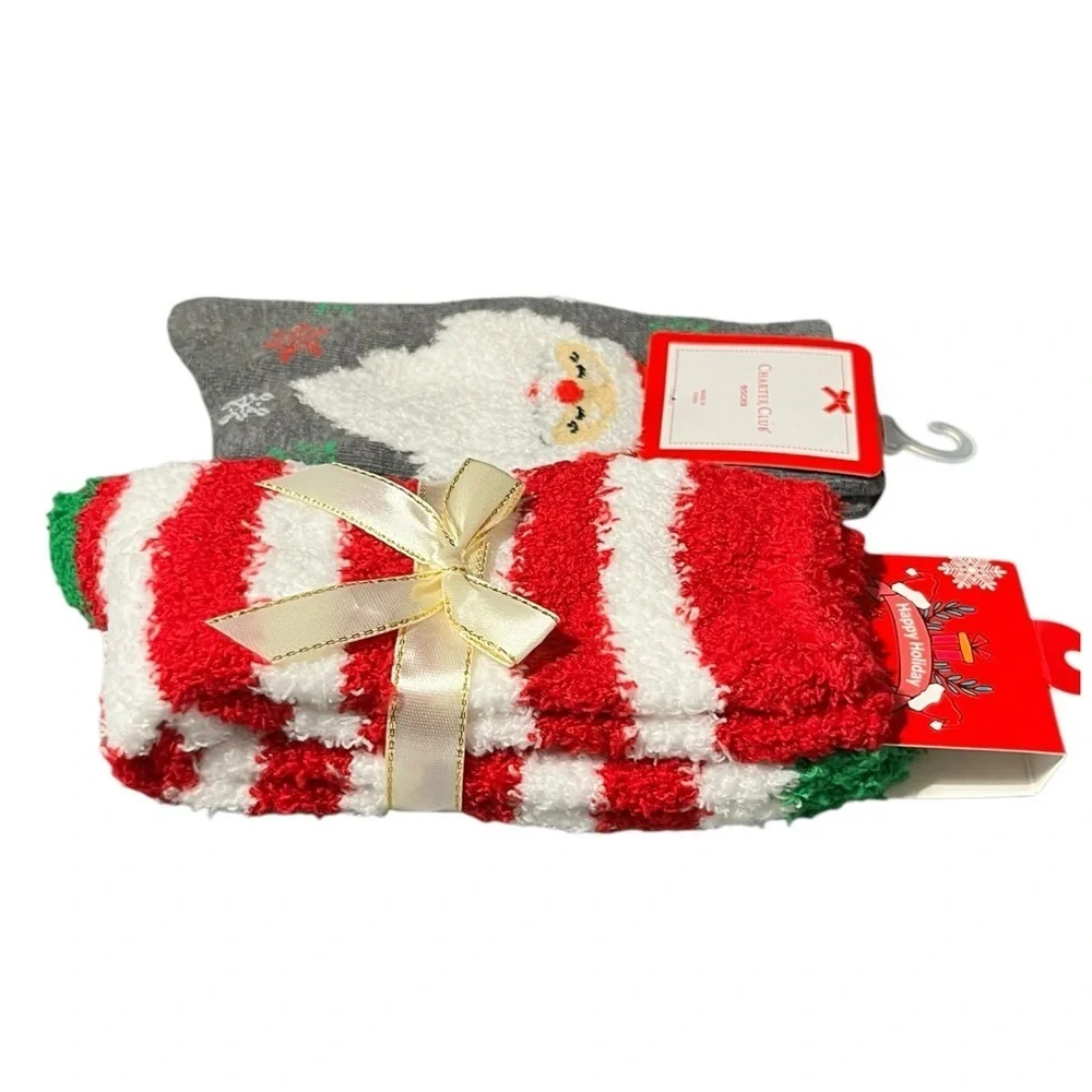 Charter Club & 89th and Madison Christmas Socks Set New Red/Green